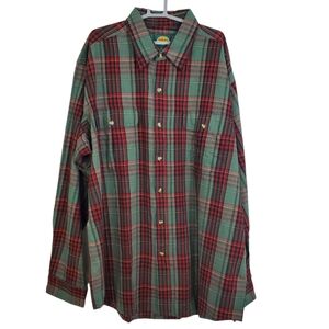 Cabela’s Shirt Mens XLarge Red & Green Plaid Long Sleeve Button Down Collar